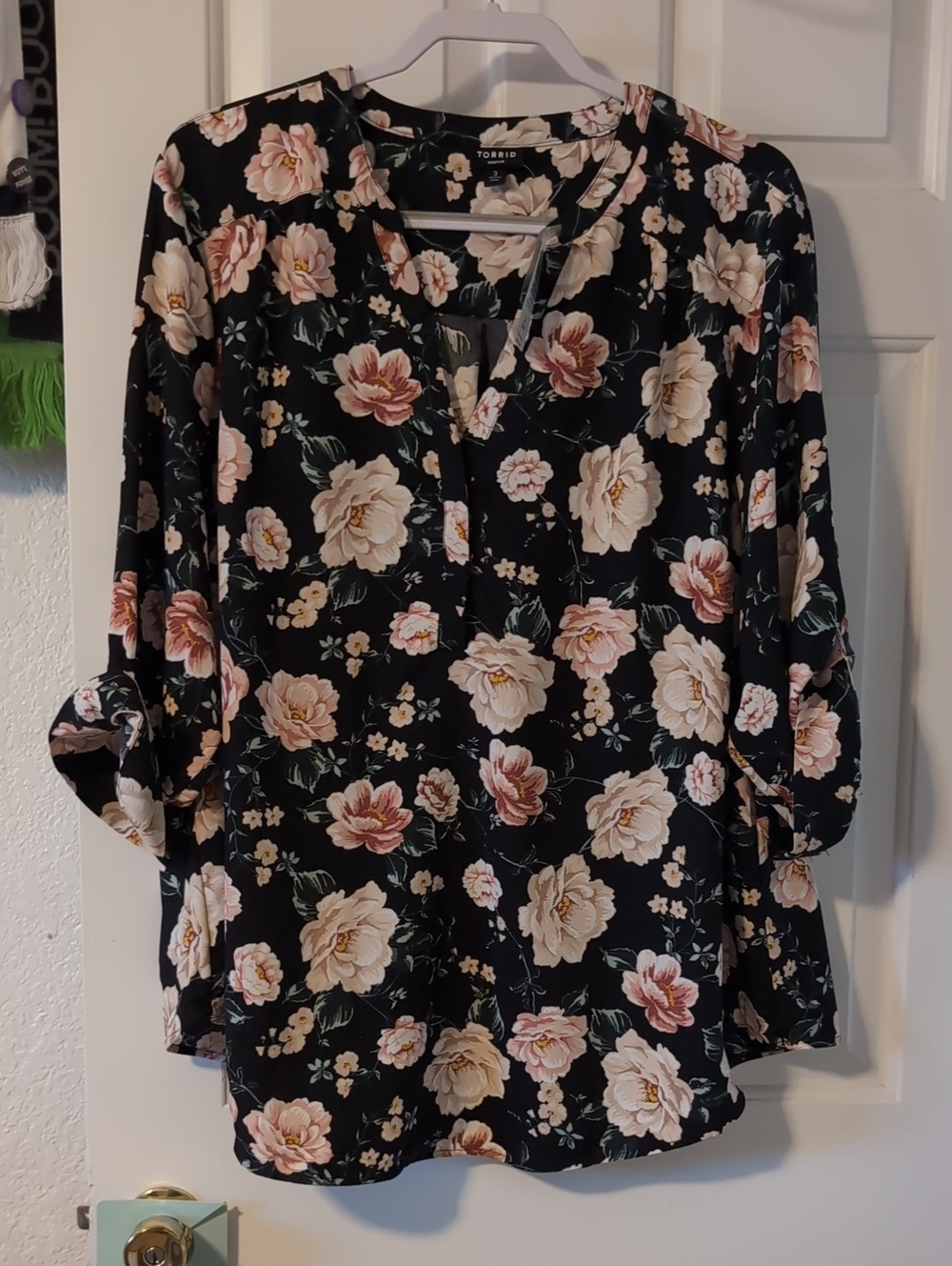 torrid Harper Shirt with Pink and Cream Blooms